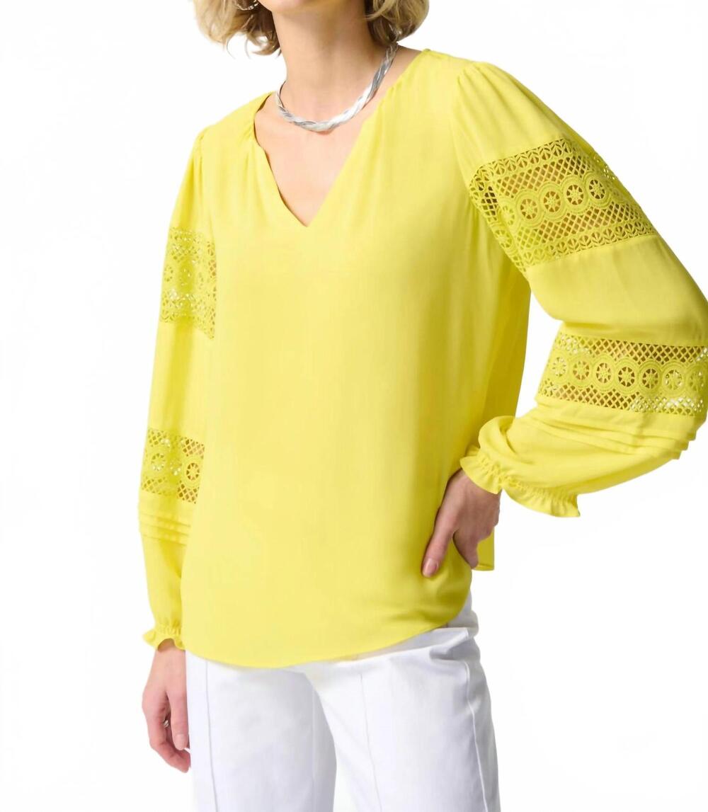 NEW JOSEPH RIBKOFF georgette puff sleeve top in sunlight
